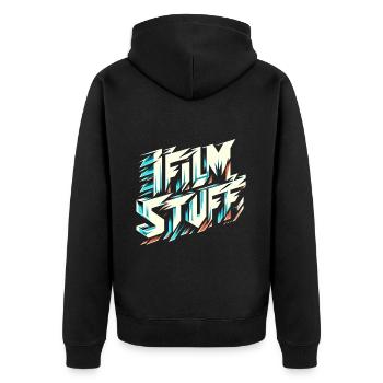 I Film Stuff 14 - Unisex Premium Bio Zip Hoodie - Schwarz - Hinten - Nico (187cm)
