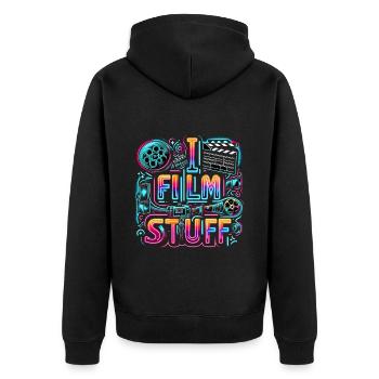 I Film Stuff 15 - Unisex Premium Bio Zip Hoodie - Schwarz - Hinten - Nico (187cm)