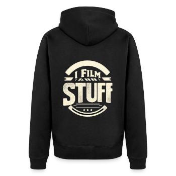 I Film Stuff 12 - Unisex Premium Bio Zip Hoodie - Schwarz - Hinten - Nico (187cm)