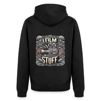 I Film Stuff 19 - Unisex Premium Organic Zip Hoodie - black - Back - Nico (187cm)