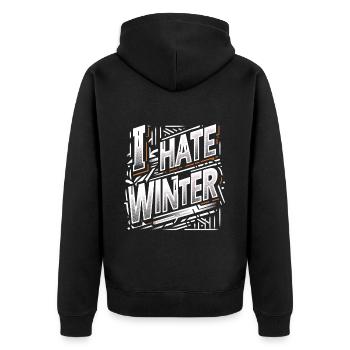 I Hate Winter 6 - Unisex Premium Bio Zip Hoodie - Schwarz - Hinten - Nico (187cm)