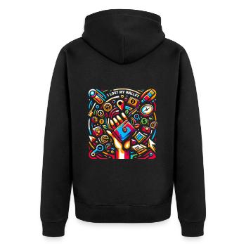 I Lost My Wallet 15 - Unisex Premium Bio Zip Hoodie - Schwarz - Hinten - Nico (187cm)