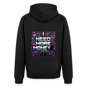 J’ai besoin de plus d’argent 6 - Veste à capuche bio Premium Unisexe - noir - Dos - Nico (187cm)
