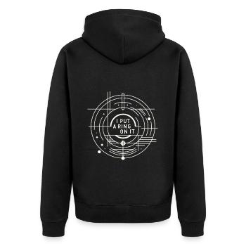 I Put A Ring On It 5 - Unisex Premium Bio Zip Hoodie - Schwarz - Hinten - Nico (187cm)