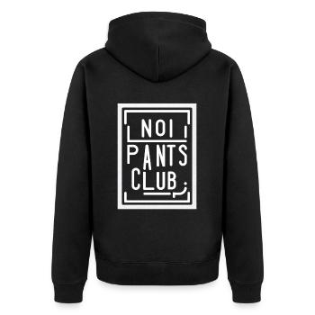 No Pants Club 10 - Unisex Premium Bio Zip Hoodie - Schwarz - Hinten - Nico (187cm)
