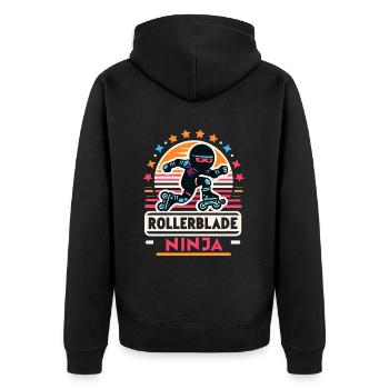 Rollerblade Ninja 7 - Unisex Premium Bio Zip Hoodie - Schwarz - Hinten - Nico (187cm)