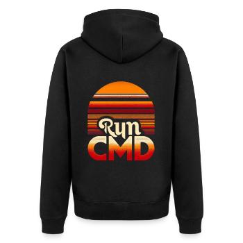 Run Cmd 44 - Unisex Premium Bio Zip Hoodie - Schwarz - Hinten - Nico (187cm)