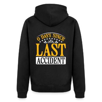 0 Days Since Last Accident 35 - Unisex Premium Bio Zip Hoodie - Schwarz - Hinten - Nico (187cm)