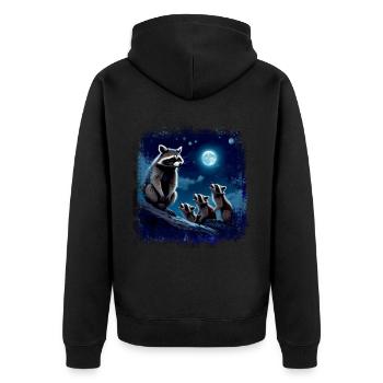 waschbär, mond,jaulen,nacht,bär,graffiti - Unisex Premium Bio Zip Hoodie - Schwarz - Hinten - Nico (187cm)
