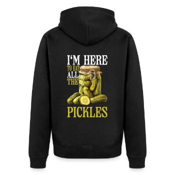 I'm Here To Eat All The Pickles 5 - Unisex Premium Organic Zip Hoodie - black - Back - Nico (187cm)