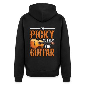 I'm Picky So I Play The Guitar 13 - Unisex Premium Bio Zip Hoodie - Schwarz - Hinten - Nico (187cm)