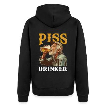 Piss Drinker 43 - Unisex Premium Bio Zip Hoodie - Schwarz - Hinten - Nico (187cm)