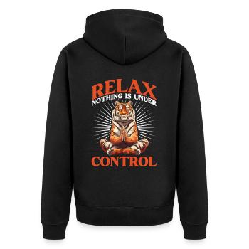 Relax, Nothing Is Under Control 51 - Unisex Premium Organic Zip Hoodie - black - Back - Nico (187cm)