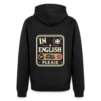 En anglais s’il vous plaît ! 10 - Veste à capuche bio Premium Unisexe - noir - Dos - Nico (187cm)