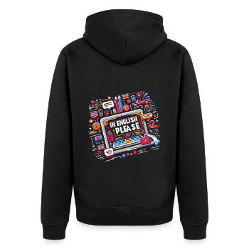 En anglais s’il vous plaît ! 14 - Veste à capuche bio Premium Unisexe - noir - Dos - Nico (187cm)
