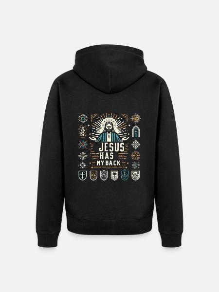 Jesus Has My Back 20 - Unisex Premium Organic Zip Hoodie - black