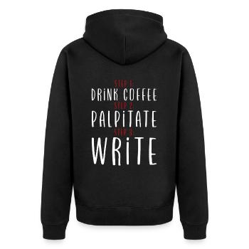 Étape 1 : Buvez du café : Étape 2 : Palpitez : Étape 3 : Écrivez2 - Veste à capuche bio Premium Unisexe - noir - Dos - Nico (187cm)