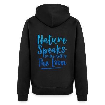 Nature Speaks In The Call Of The Loon 3 - Unisex Premium Bio Zip Hoodie - Schwarz - Hinten - Nico (187cm)
