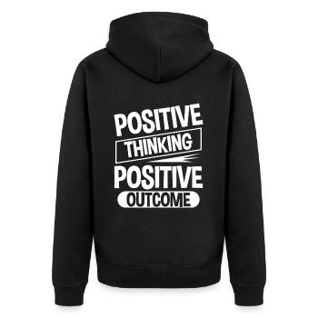 Positive Thinking Positive Outcome 4 - Unisex Premium Organic Zip Hoodie - black - Back - Nico (187cm)