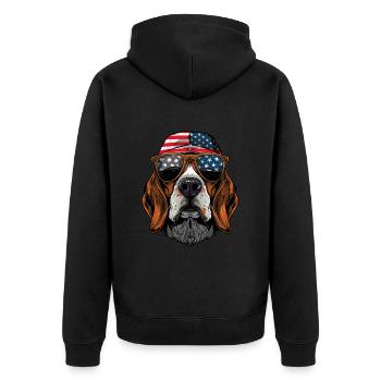 Beagle Dog with American Sunglasses - Unisex Premium Organic Zip Hoodie - black - Back - Nico (187cm)