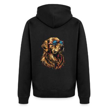 Golden Retriever with American Sunglasses - Unisex Premium Organic Zip Hoodie - black - Back - Nico (187cm)