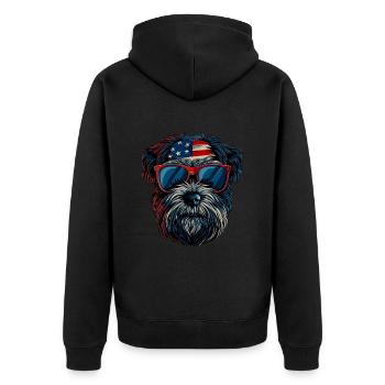 Havanese with American Sunglasses - Unisex Premium Organic Zip Hoodie - black - Back - Nico (187cm)