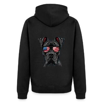 Great Dane with American Sunglasses - Unisex Premium Organic Zip Hoodie - black - Back - Nico (187cm)