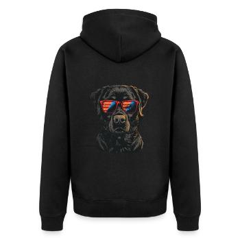Labrador Retriever with American Sunglasses - Unisex Premium Organic Zip Hoodie - black - Back - Nico (187cm)