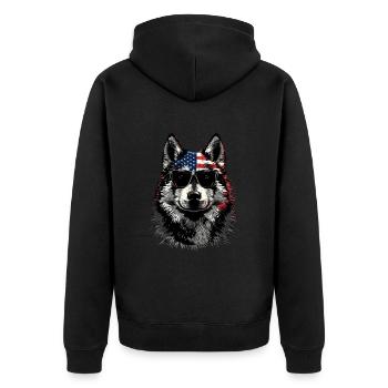 Siberian Husky with American Sunglasses - Unisex Premium Organic Zip Hoodie - black - Back - Nico (187cm)
