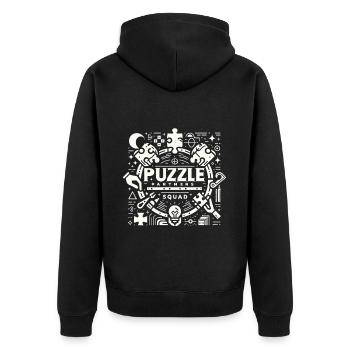 Puzzle Partners Squad 3 - Unisex Premium Organic Zip Hoodie - black - Back - Nico (187cm)