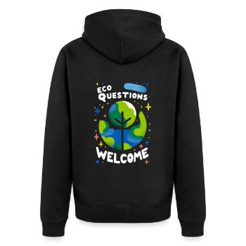 Questions écologiques Bienvenue 2 - Veste à capuche bio Premium Unisexe - noir - Dos - Nico (187cm)