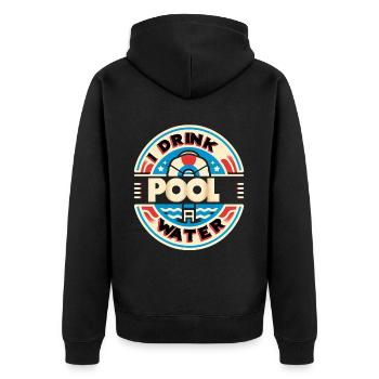 I Drink Pool Water 5 - Unisex Premium Organic Zip Hoodie - black - Back - Nico (187cm)