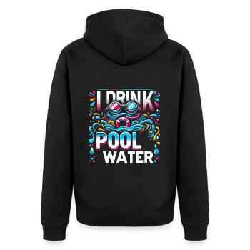 I Drink Pool Water 14 - Unisex Premium Organic Zip Hoodie - black - Back - Nico (187cm)