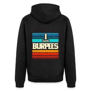 I Hate Burpees 5 - Unisex Premium Organic Zip Hoodie - black - Back - Nico (187cm)