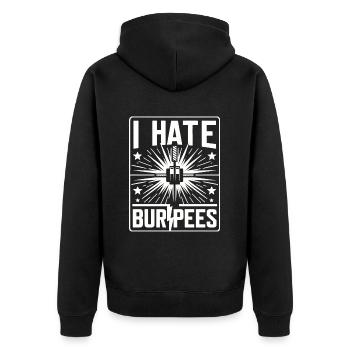 I Hate Burpees 12 - Unisex Premium Organic Zip Hoodie - black - Back - Nico (187cm)