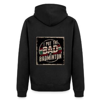J’ai mis le mauvais dans le badminton 2 - Veste à capuche bio Premium Unisexe - noir - Dos - Nico (187cm)