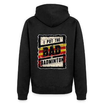 J’ai mis le mauvais dans le badminton 3 - Veste à capuche bio Premium Unisexe - noir - Dos - Nico (187cm)