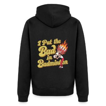 J’ai mis le mauvais dans le badminton 8 - Veste à capuche bio Premium Unisexe - noir - Dos - Nico (187cm)
