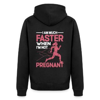 Je suis beaucoup plus rapide quand je ne suis pas enceinte 26 - Veste à capuche bio Premium Unisexe - noir - Dos - Nico (187cm)