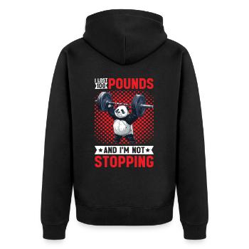 I Lost 100 Pounds And I'm Not Stopping 21 - Unisex Premium Bio Zip Hoodie - Schwarz - Hinten - Nico (187cm)