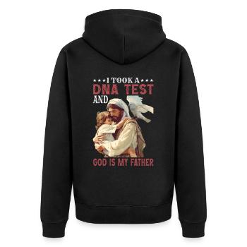 I Took A Dna Test And God Is My Father 37 - Unisex Premium Organic Zip Hoodie - black - Back - Nico (187cm)