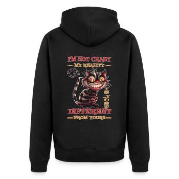 Je ne suis pas fou, ma réalité est juste différente 28 - Veste à capuche bio Premium Unisexe - noir - Dos - Nico (187cm)