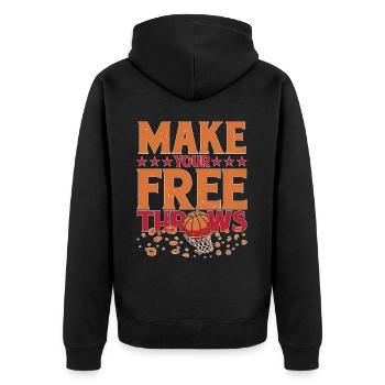 Make Your Free Throws 5 - Unisex Premium Organic Zip Hoodie - black - Back - Nico (187cm)