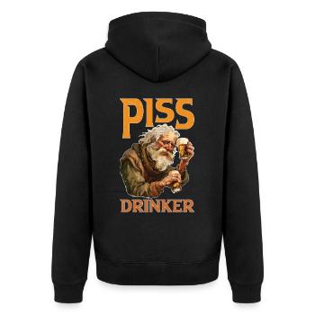 Piss Drinker 45 - Unisex Premium Bio Zip Hoodie - Schwarz - Hinten - Nico (187cm)