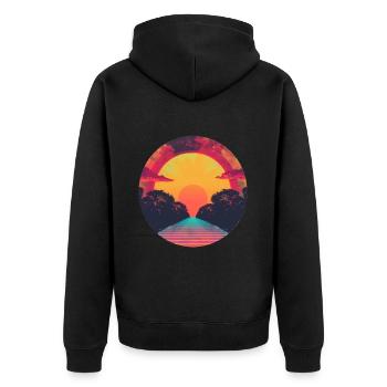 Rétro Coucher de soleil Extérieur Années 80 Vintage - Veste à capuche bio Premium Unisexe - noir - Dos - Nico (187cm)