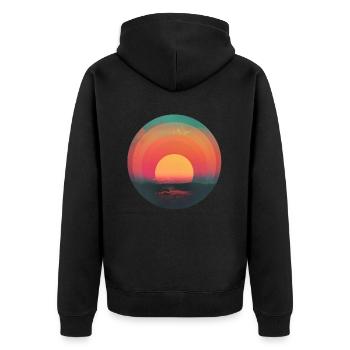 Rétro Coucher de soleil Extérieur Nature Années 80 Vintage - Veste à capuche bio Premium Unisexe - noir - Dos - Nico (187cm)