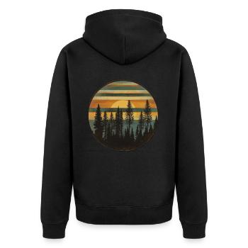 Coucher de soleil Forêt Nature Extérieur Rétro Ambiance des années 80 3 - Veste à capuche bio Premium Unisexe - noir - Dos - Nico (187cm)