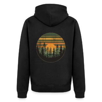 Coucher de soleil Forêt Nature Extérieur Rétro Ambiance des années 80 4 - Veste à capuche bio Premium Unisexe - noir - Dos - Nico (187cm)