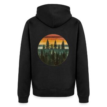coucher de soleil forêt nature en plein air rétro des années 80 vibe 6 - Veste à capuche bio Premium Unisexe - noir - Dos - Nico (187cm)