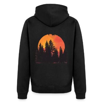 Sunset Forest Silhouette Extérieur Rétro Années 80 Vibe 2 - Veste à capuche bio Premium Unisexe - noir - Dos - Nico (187cm)